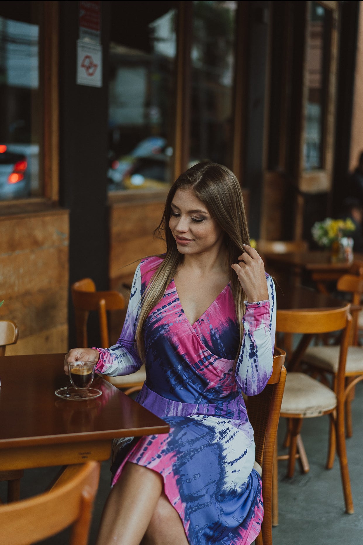 Vestido Elegante Estampado Com Detalhes Pink